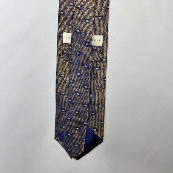 Joseph Abboud Men’s Necktie 3 ¾” Silk Brown / Copper & Navy Blue Geometric Italy - Picture 5 of 11
